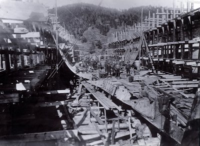 Yard No. 647, Baikal. Ice-Breaking Train Ferry Steamer Baikal Under Construction at Lake Baikal by English Photographer